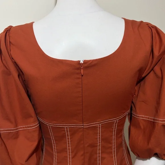 SIMKHAI Lena Puff-Sleeve Midi Dress Size 4 - Picture 9 of 13